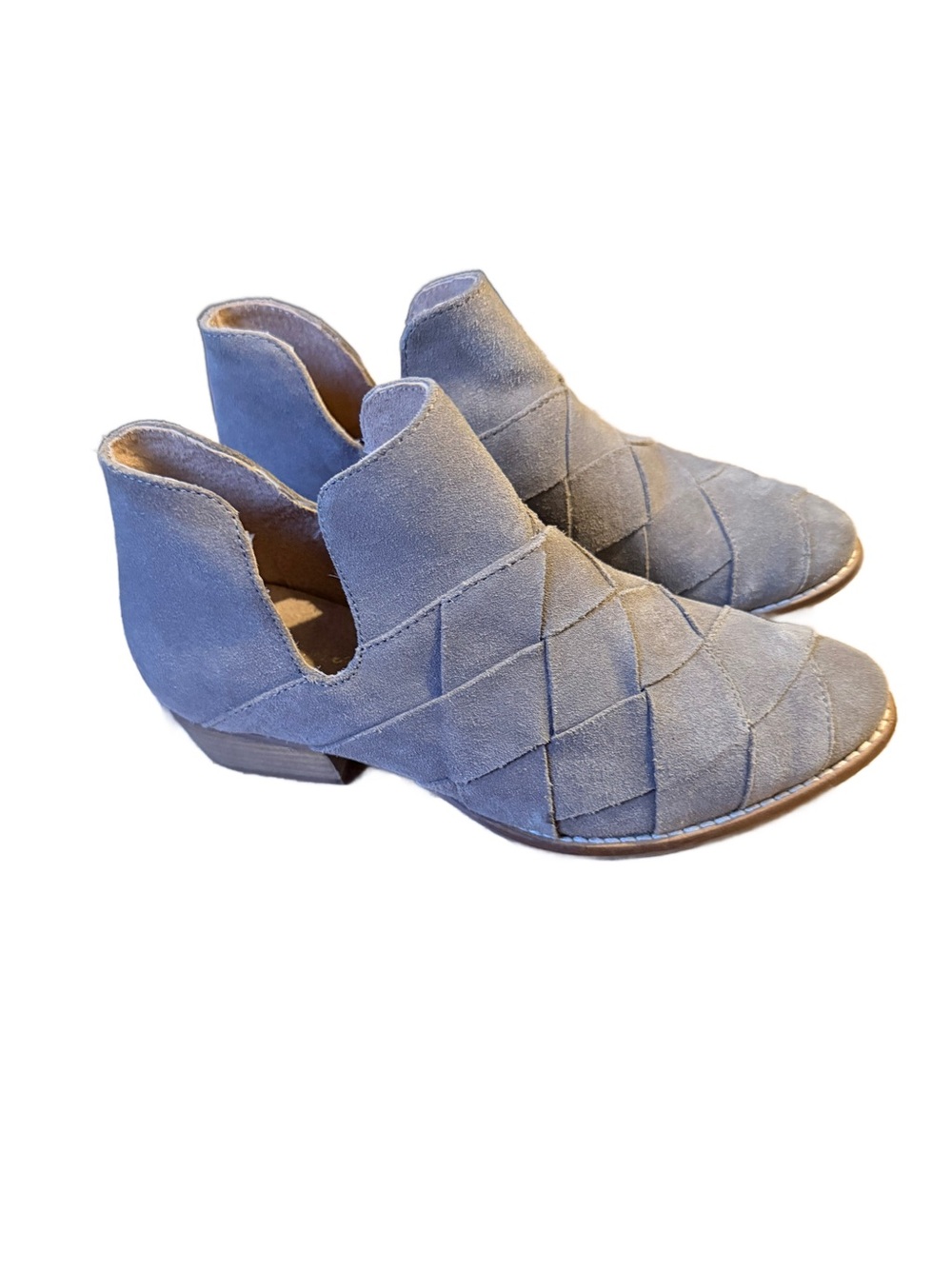 Seychelles Deep Sea Woven Suede Cutout Booties 6.5 EUC Boho